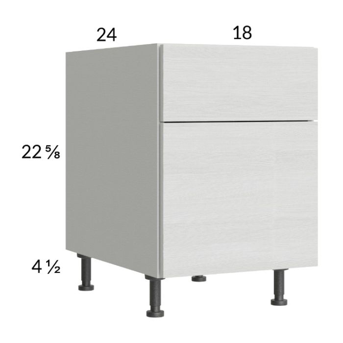 Euro White Grain 18" 2-Drawer Desk Base Cabinet