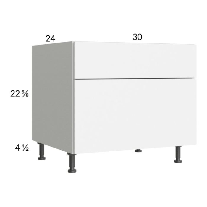 Euro Gloss White 30" 2-Drawer Desk Base Cabinet