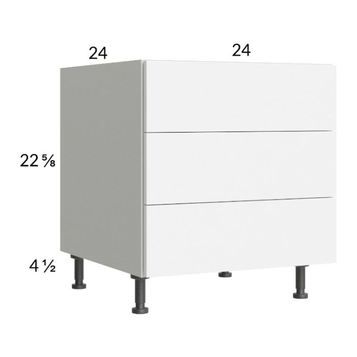 Euro Gloss White 24" 3-Drawer Desk Base Cabinet