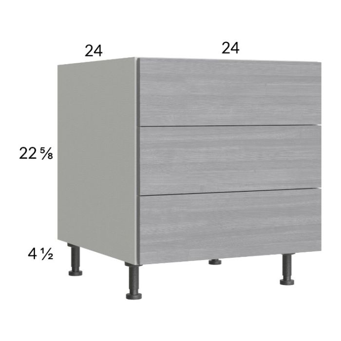 Euro Grey 24" 3-Drawer Desk Base Cabinet