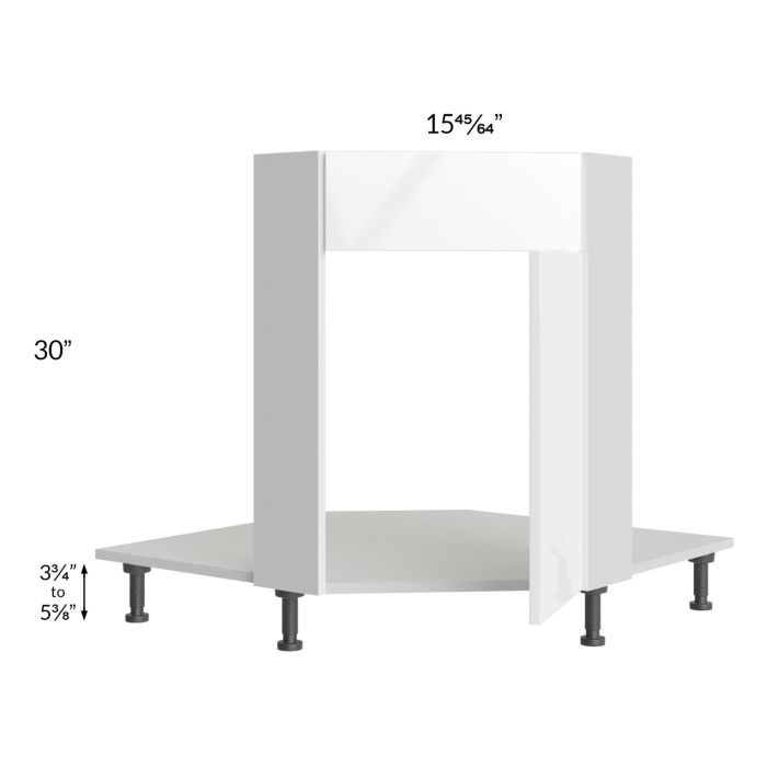 Milan White Gloss 36" Diagonal Corner Sink Front