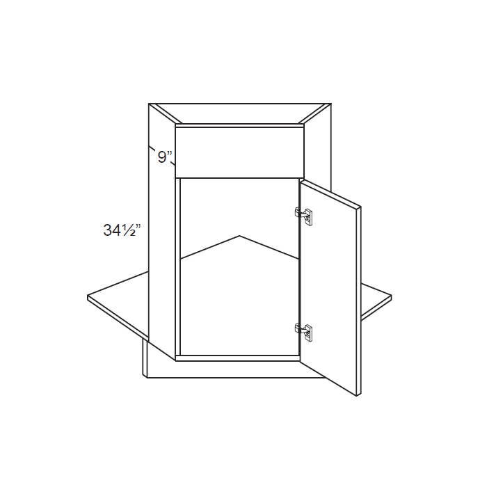 36" Diagonal Corner Sink Front