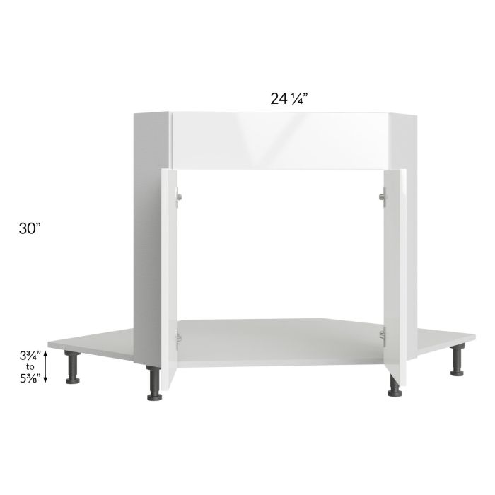 Milan White Gloss 42" Diagonal Corner Sink Front