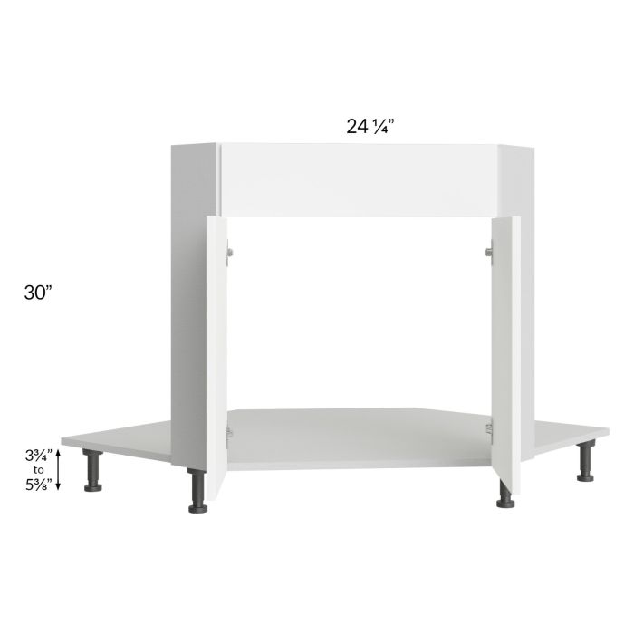 Milan White Matte 42" Diagonal Corner Sink Front