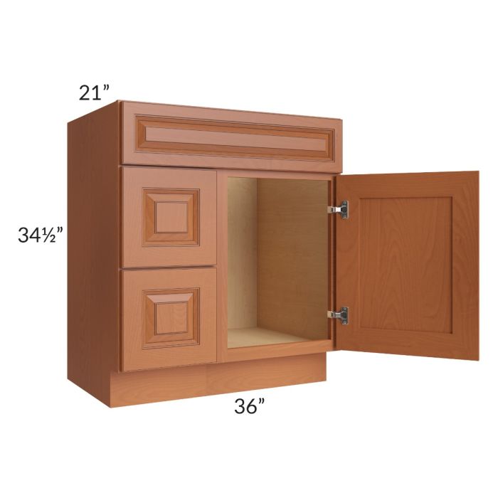 Lexington Cinnamon Glaze 30x21 Vanity Sink Base Cabinet (Door on Right)
