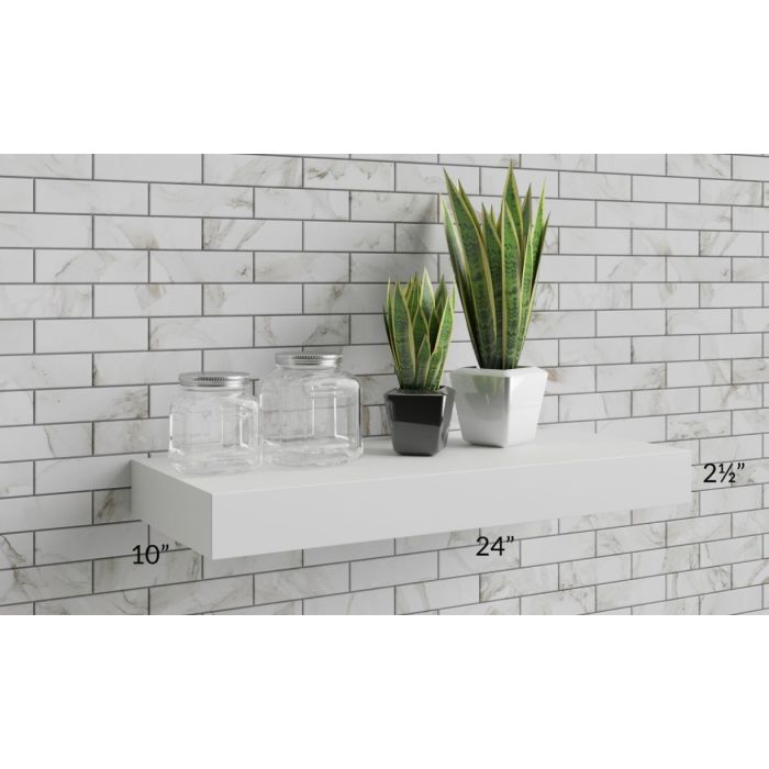 Aspen White Shaker 24" Floating White Shelf