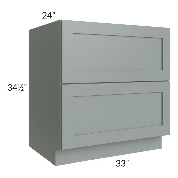 Woodland Green Shaker 24" 2-Drawer Base Cabinet