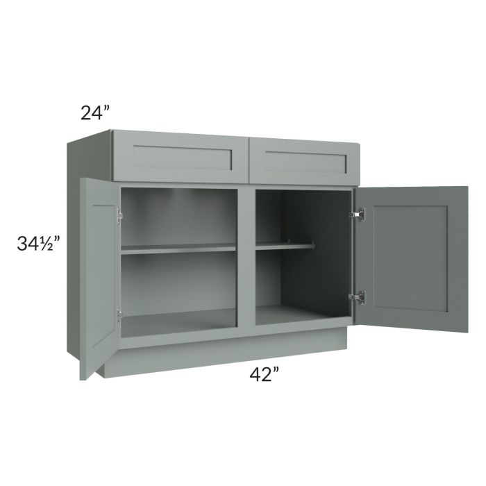 Woodland Green Shaker 24" 2-Drawer Base Cabinet