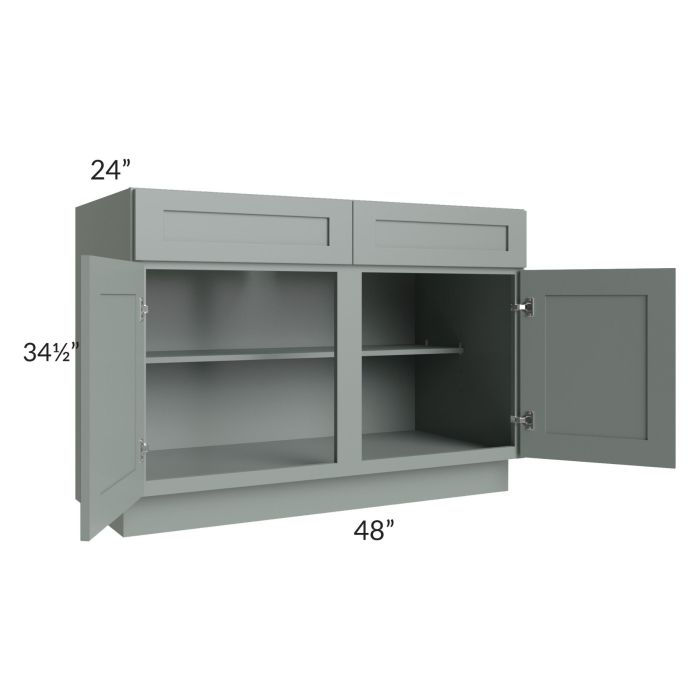 Woodland Green Shaker 24" 2-Drawer Base Cabinet