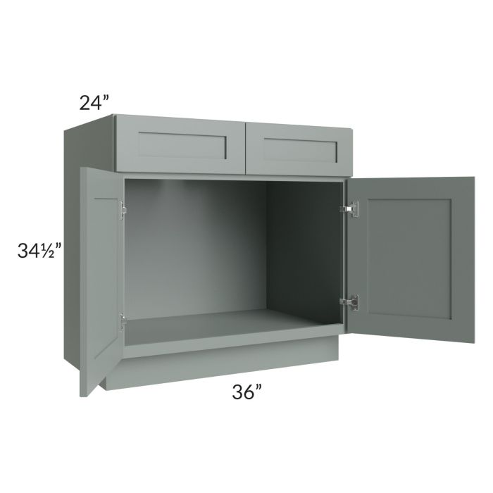Woodland Green Shaker 24" 2-Drawer Base Cabinet