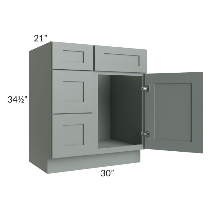 Woodland Green Shaker 24" 2-Drawer Base Cabinet