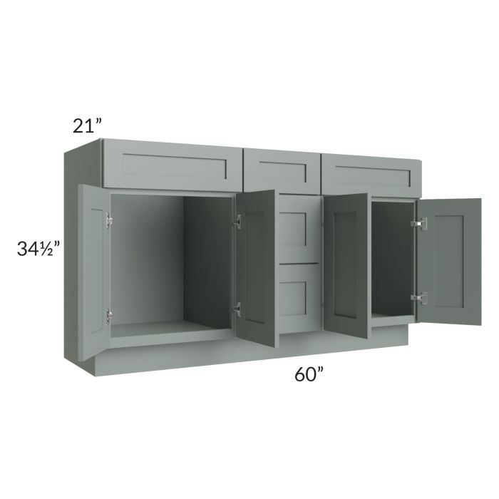 Woodland Green Shaker 24" 2-Drawer Base Cabinet