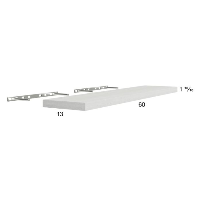 Euro White Grain 60" Floating Wall Shelf