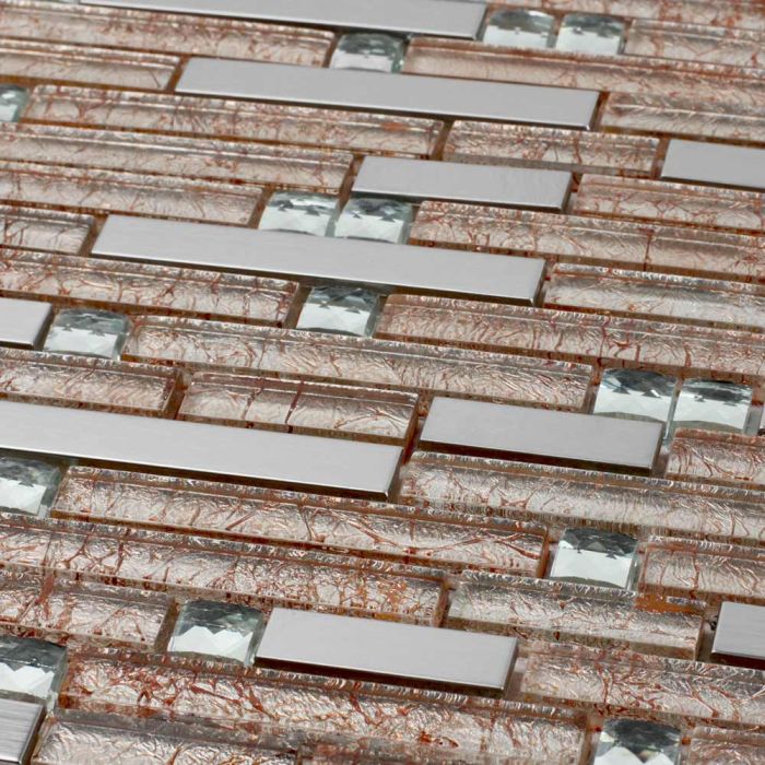 Venetian Glass & Aluminum Tile in Bari - 11.875" x 11.875"