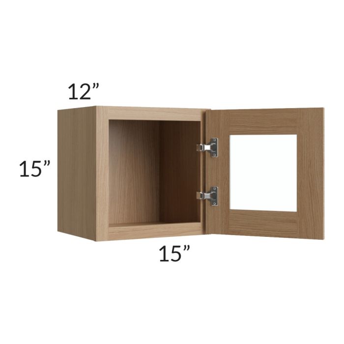 Asheville Rift Oak Shaker 15x15 Wall Glass Door Cabinet