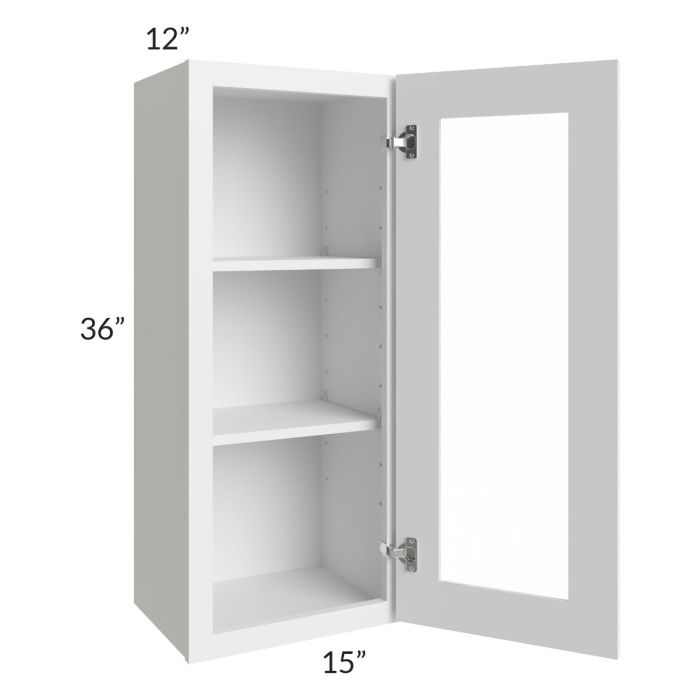 Bayville White 15x36 Wall Glass Door Cabinet