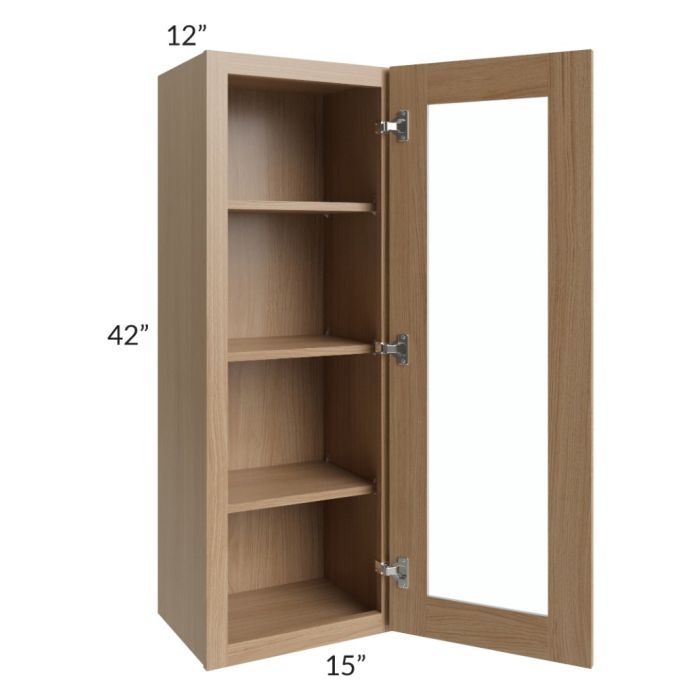 Asheville Rift Oak Shaker 15x42 Wall Glass Door Cabinet
