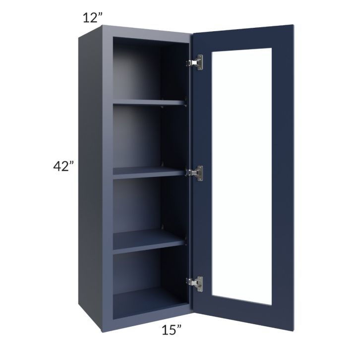 Bayville Blue 15x42 Wall Glass Door Cabinet