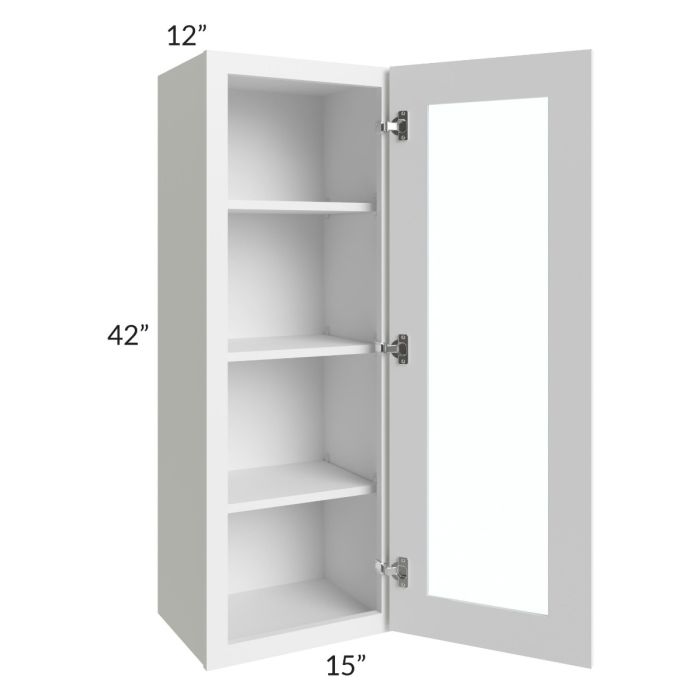 Bayville White 15x42 Wall Glass Door Cabinet
