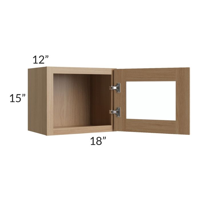 Asheville Rift Oak Shaker 18x15 Wall Glass Door Cabinet