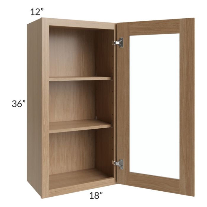 Township Rift Oak 18x36 Wall Glass Door Cabinet