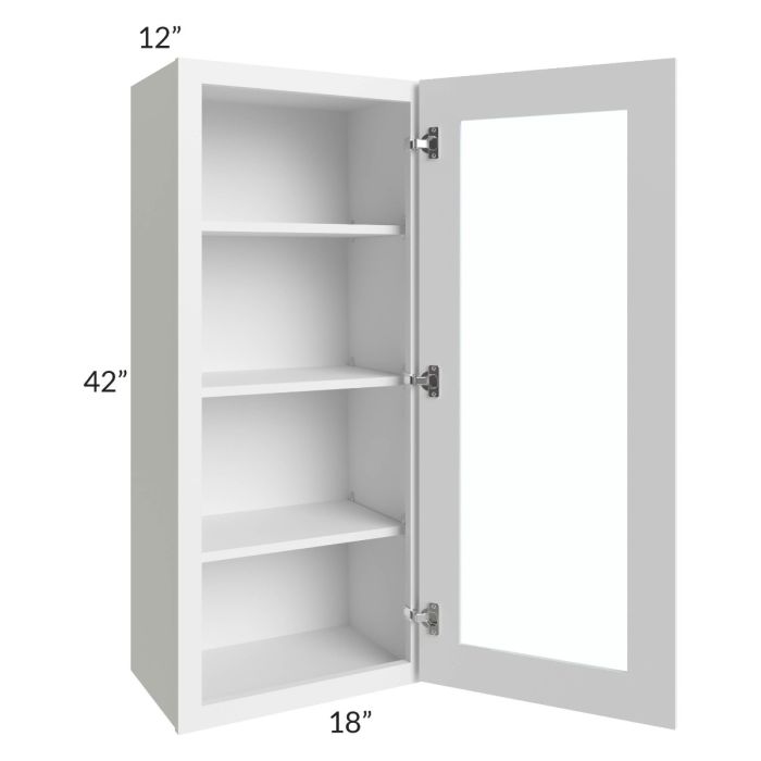 Bayville White 18x42 Wall Glass Door Cabinet