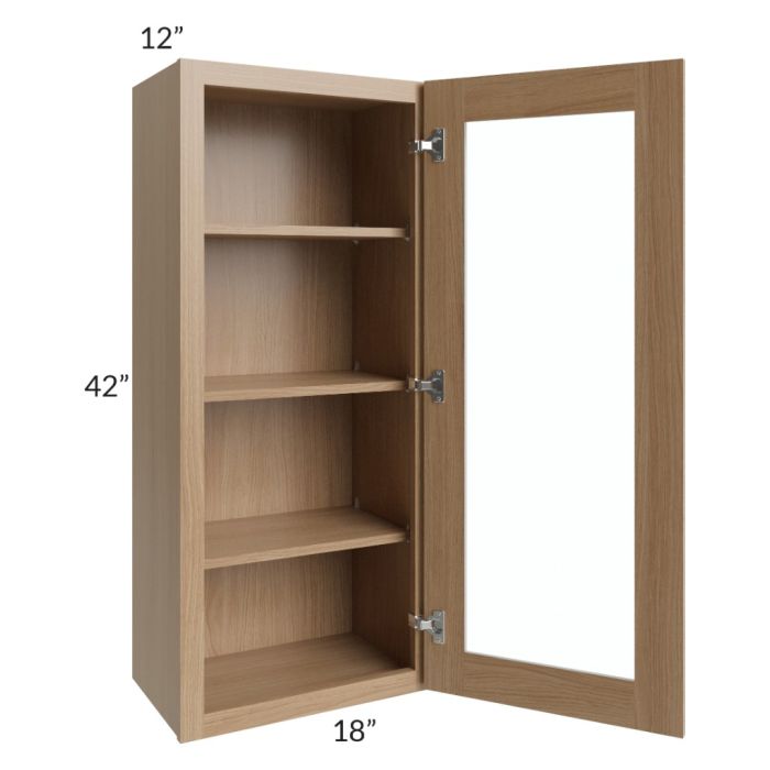 Township Rift Oak 18x42 Wall Glass Door Cabinet