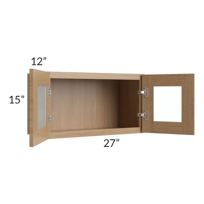 Asheville Rift Oak Shaker 27x15 Wall Glass Door Cabinet