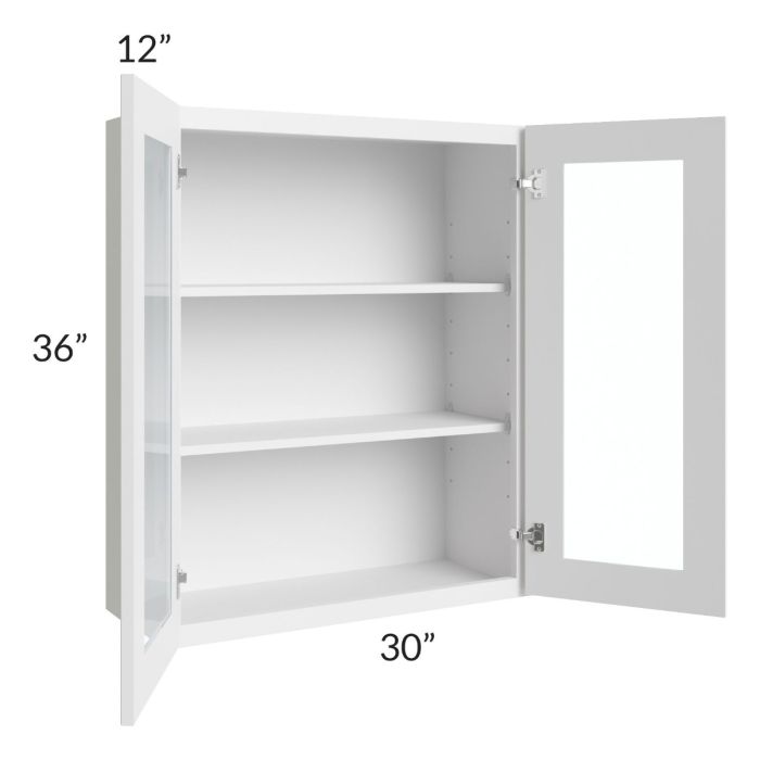 Bayville White 30x36 Wall Glass Door Cabinet