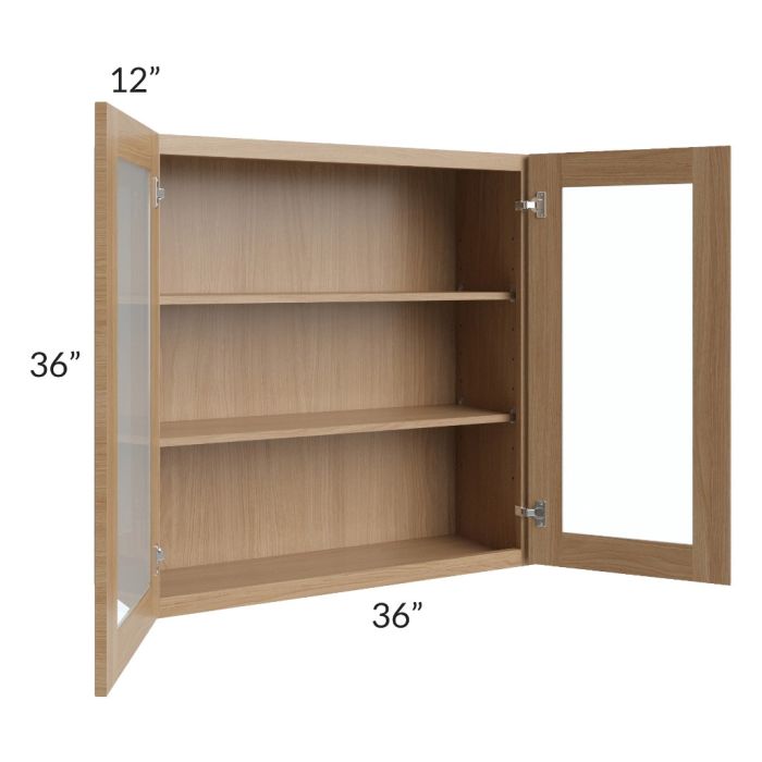 Asheville Rift Oak Shaker 36x36 Wall Glass Door Cabinet