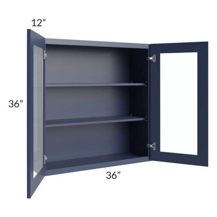 Bayville Blue 36x36 Wall Glass Door Cabinet