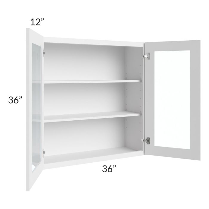 Bayville White 36x36 Wall Glass Door Cabinet