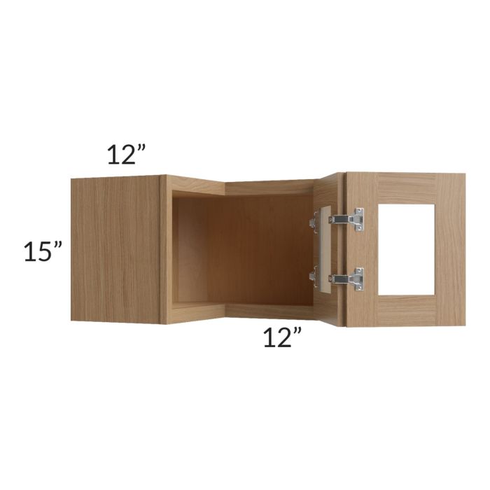 Township Rift Oak 24x15 Diagonal Corner Wall Glass Door Cabinet