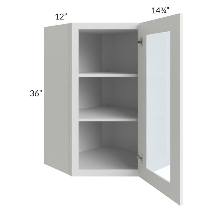 Bayville White 24x36 Diagonal Corner Wall Glass Door Cabinet