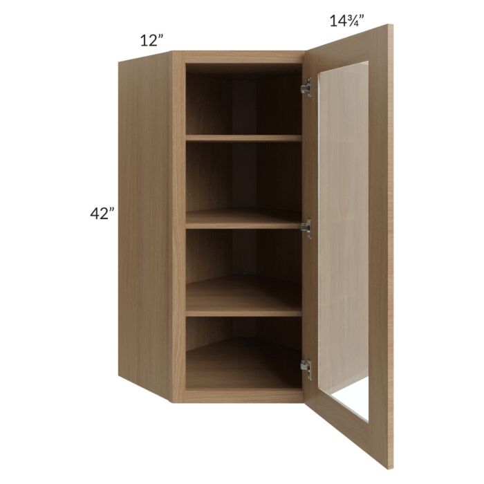 Asheville Rift Oak Shaker 24x42 Diagonal Corner Wall Glass Door Cabinet