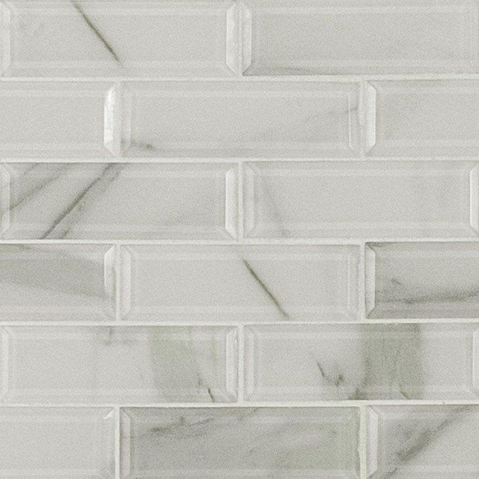 Ivory Amber Beveled Subway 8mm Mosaic Tile