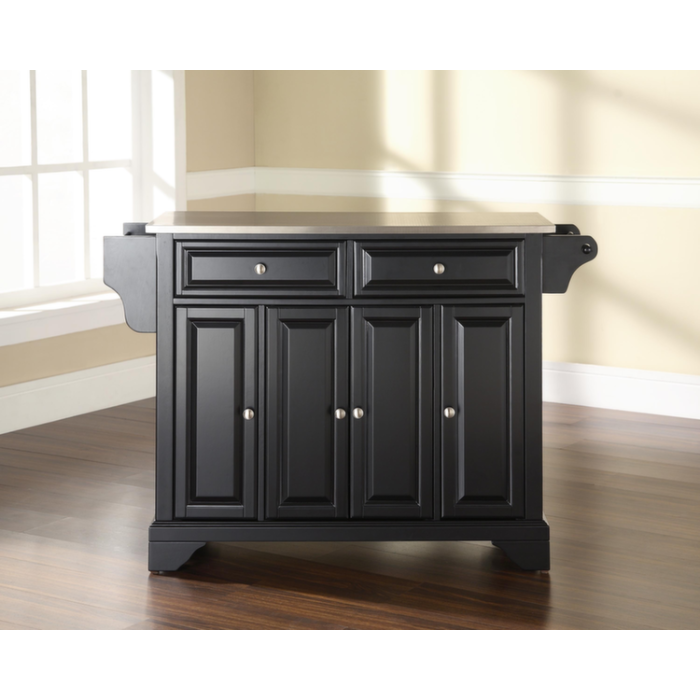 LaFayette Stainless Steel Top Kitchen Island in Black Finish