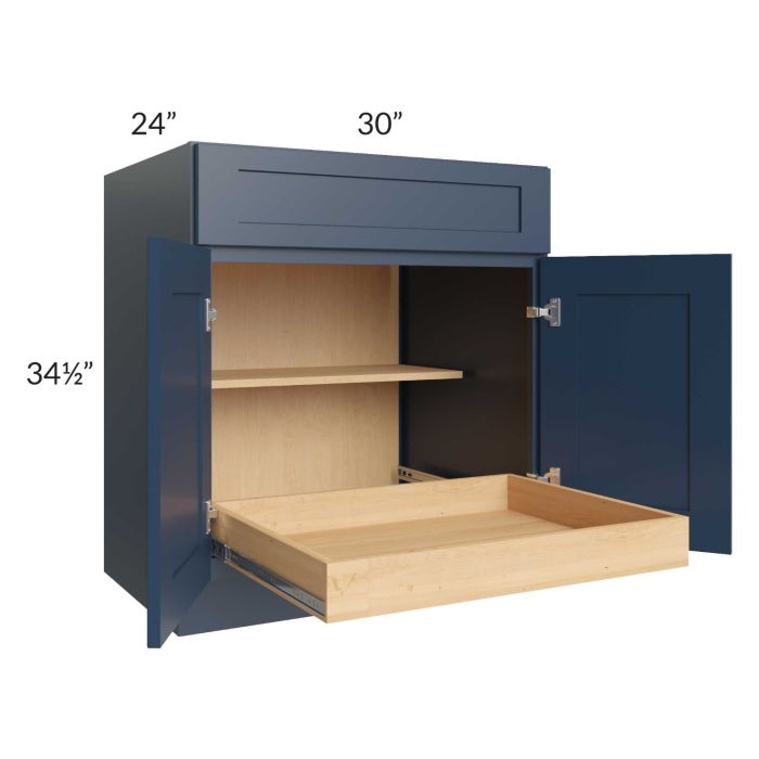 Madison Navy Shaker 30" Base Cabinet with 1 Rollout
