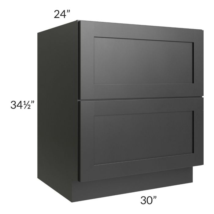 Onyx Black Shaker 24" 2-Drawer Base Cabinet
