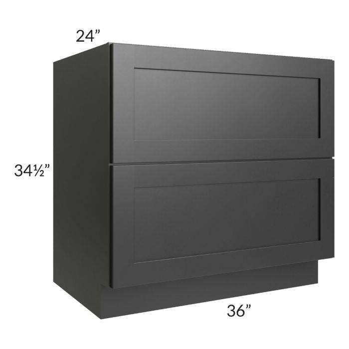 Onyx Black Shaker 24" 2-Drawer Base Cabinet
