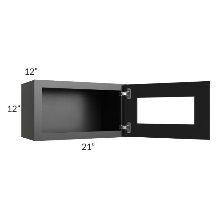 Onyx Black Shaker 21x12 Decorative Wall Cabinet with Plain Glass