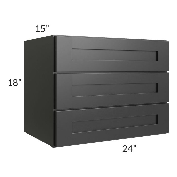 Onyx Black Shaker 18x24 3-Drawer Wall Cabinet