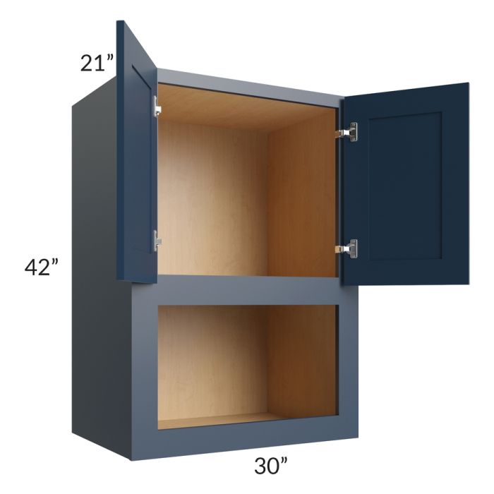 Midtown Blue Shaker 30x42x21 Microwave Wall Cabinet
