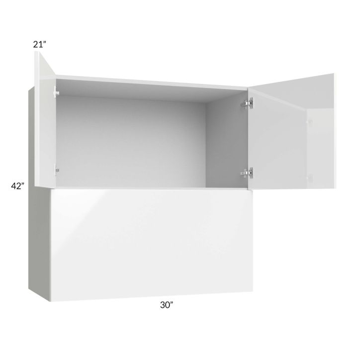 Milan White Gloss 30x42x21 Microwave Wall Cabinet
