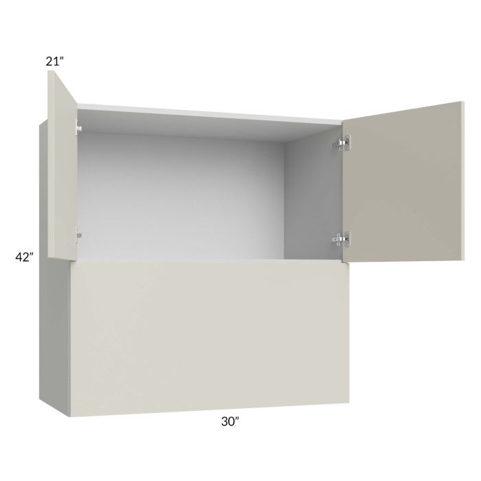Milan Beige Matte 30x42x21 Microwave Wall Cabinet