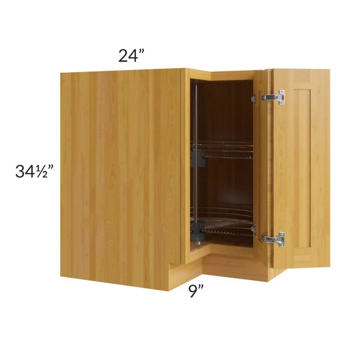 Glazed Praline 33" Lazy Susan Corner Base with Stainless Steel Baskets