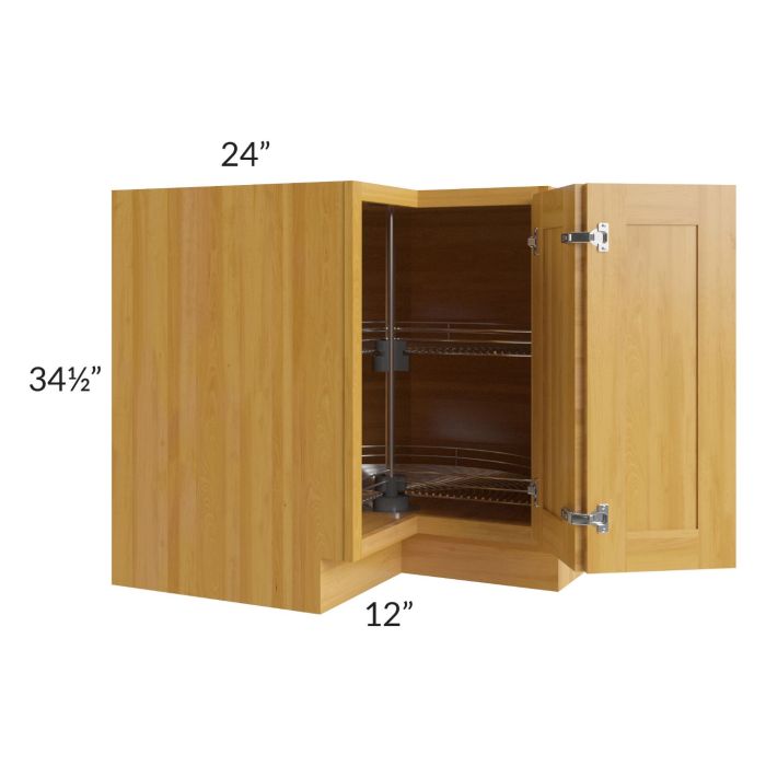 Glazed Praline 36" Lazy Susan Corner Base with Stainless Steel Baskets