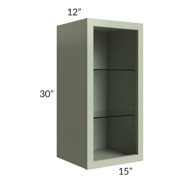 Midtown Pistachio Green Shaker 15x30 Wall Cabinet (No Door) To Be Used With A Glass Door