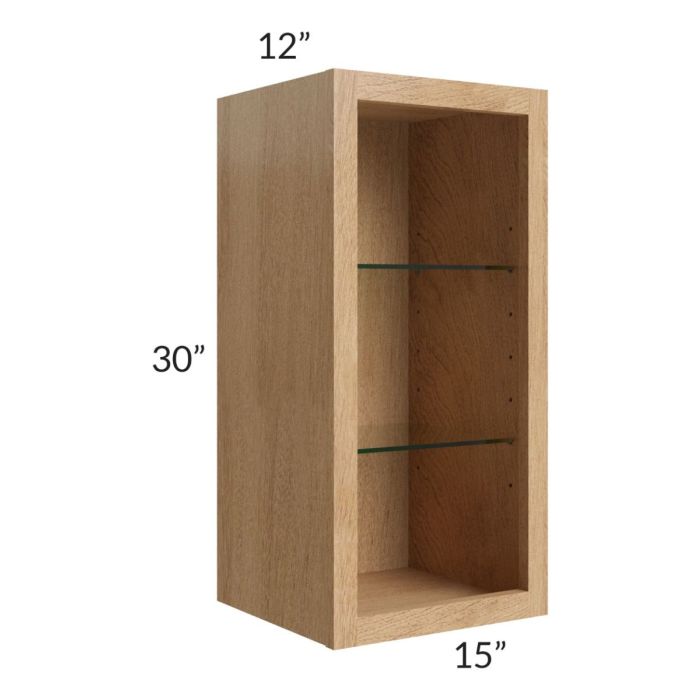 Midtown Timber Shaker 15x30 Wall Cabinet (No Door) To Be Used With A Glass Door