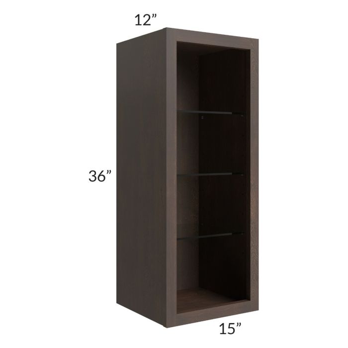Tuscan Kona Brown 15x36 Wall Cabinet (No Door) To Be Used With A Glass Door